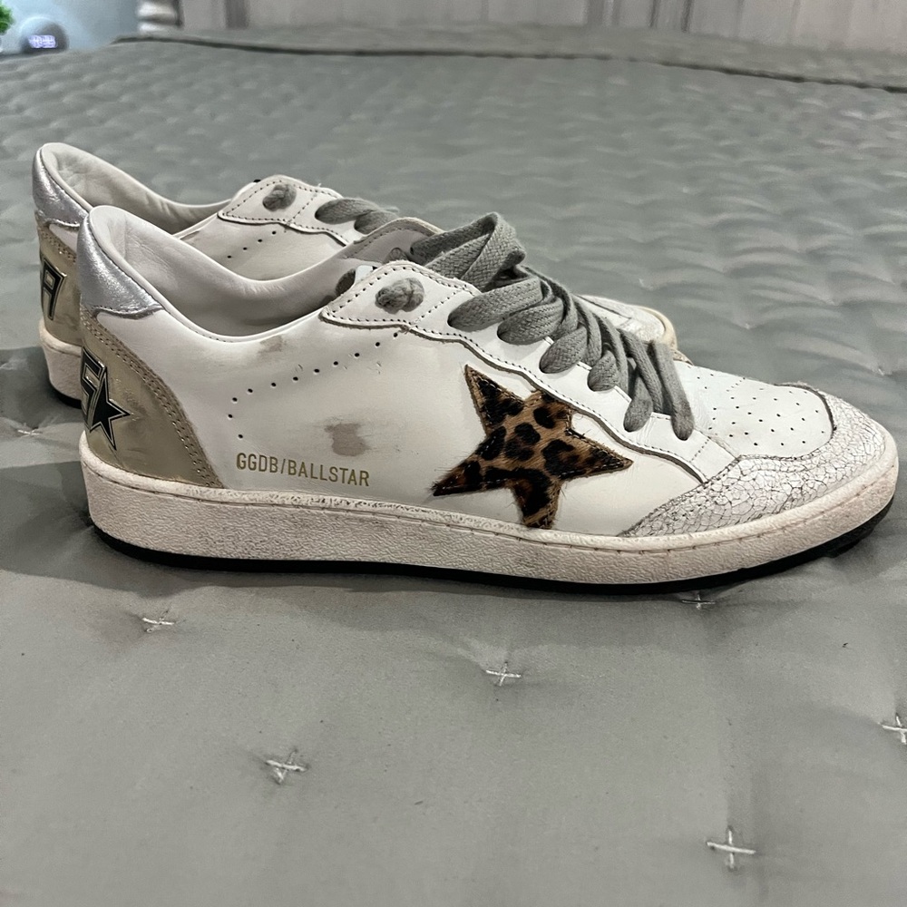 Golden Goose White Sneakers with Gray Accents. Worn four times. - Picture 3 of 8
